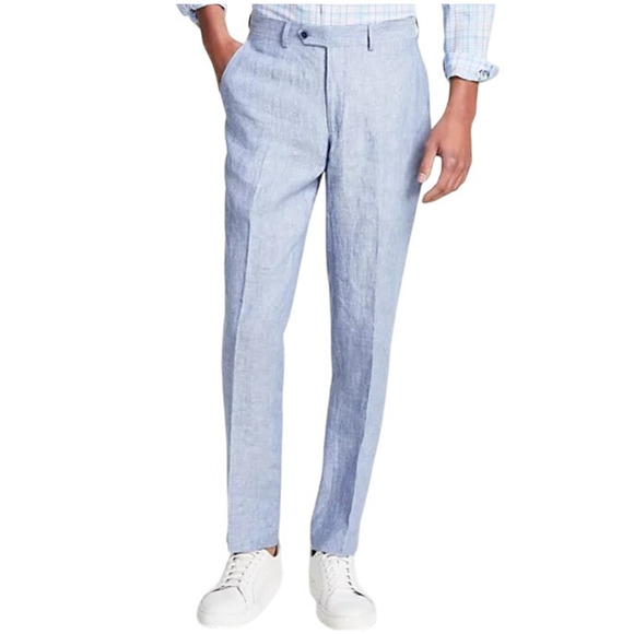 Bar III Other - Bar III Men's Blue Linen Textured Summer Casual Slim-Fit Suit Pants Size W33 L30